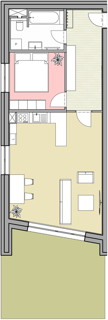 Apartmán 2+kk, 76,36 m2 s balkónem - 2. patro (Byt 1) - apartmán na Šumavě k prodeji
