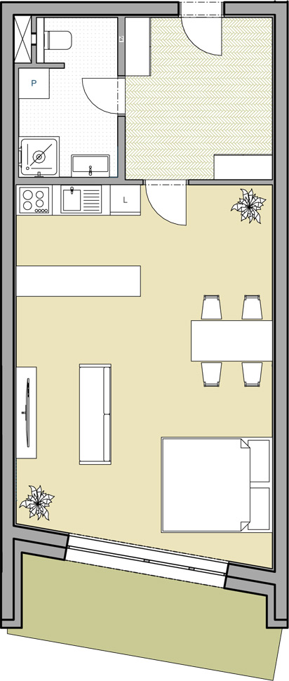 Apartmán 1+kk, 65,11 m2 s balkónem - 3. patro (Byt 11)
