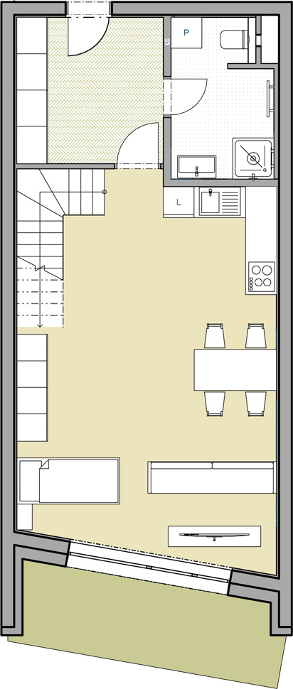 Apartmán 3+kk, 104,57 m2 s balkónem a mezonetem - 4. patro (Byt 14)