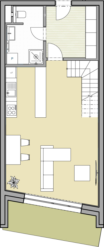 Apartmán 3+kk, 104,57 m2 s balkónem a mezonetem - 4. patro (Byt 15)