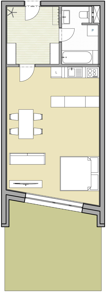 Apartmán 1+kk, 69,84 m2 s balkónem - 2. patro (Byt 2)