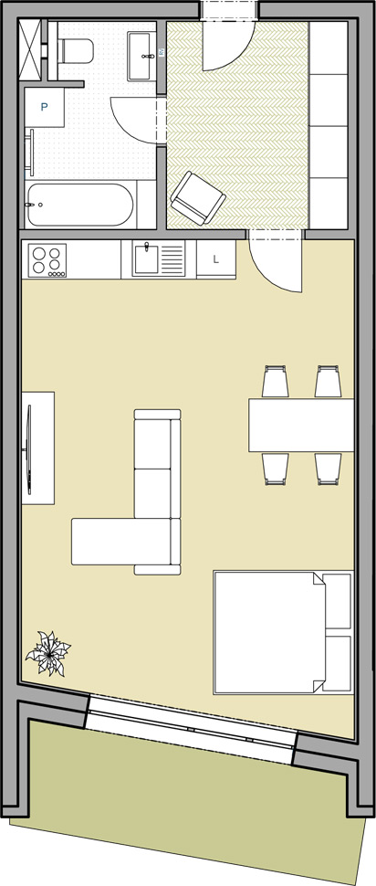 Apartmán 1+kk, 64,81 m2 s balkónem - 3. patro (Byt 9)