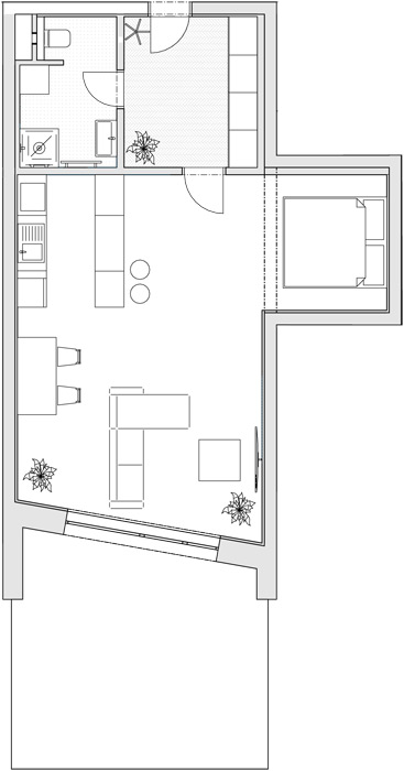 Apartmán 1+kk, 76,74 m2 s balkónem - 2. patro (Byt 3) Apartmán 1+kk, 76,74 m2 s balkónem - 2. patro (Byt 3)