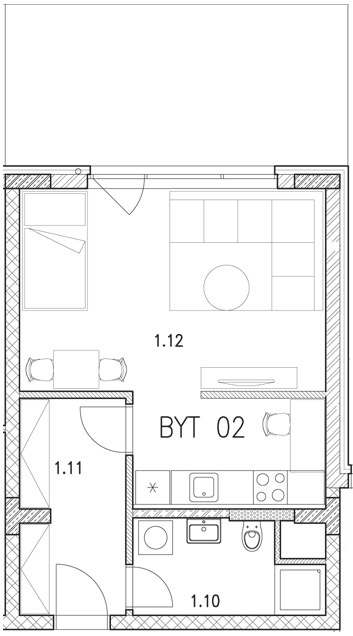 np1 02 - půdorys apartmánu k prodeji